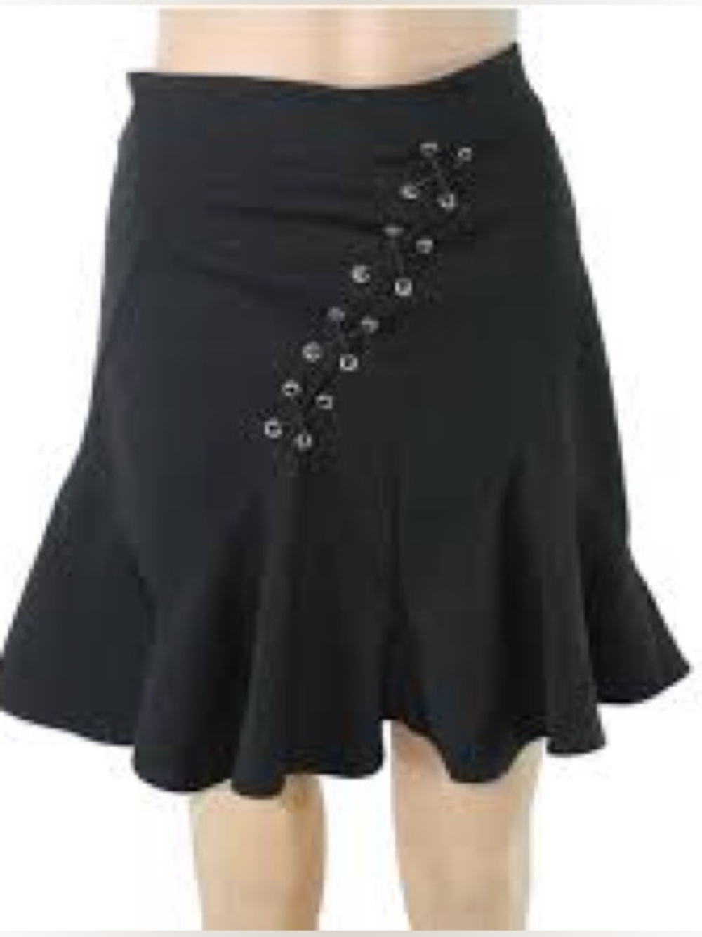 Derek Lam Black Lace-Up Flared Mini Skirt